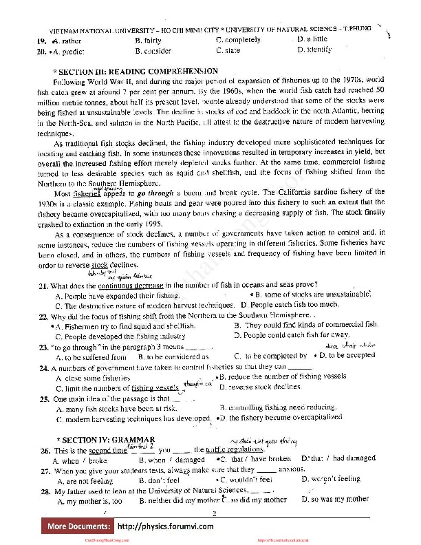 thi giua hoc ki - anh van 2 (khoa 2009).pdf-Thư viện tài liệu, giáo trình, bài giảng, bài tập lớn, đề thi online  môn học Anh Văn 3  ĐH Khoa Học Tự Nhiên HCM-1