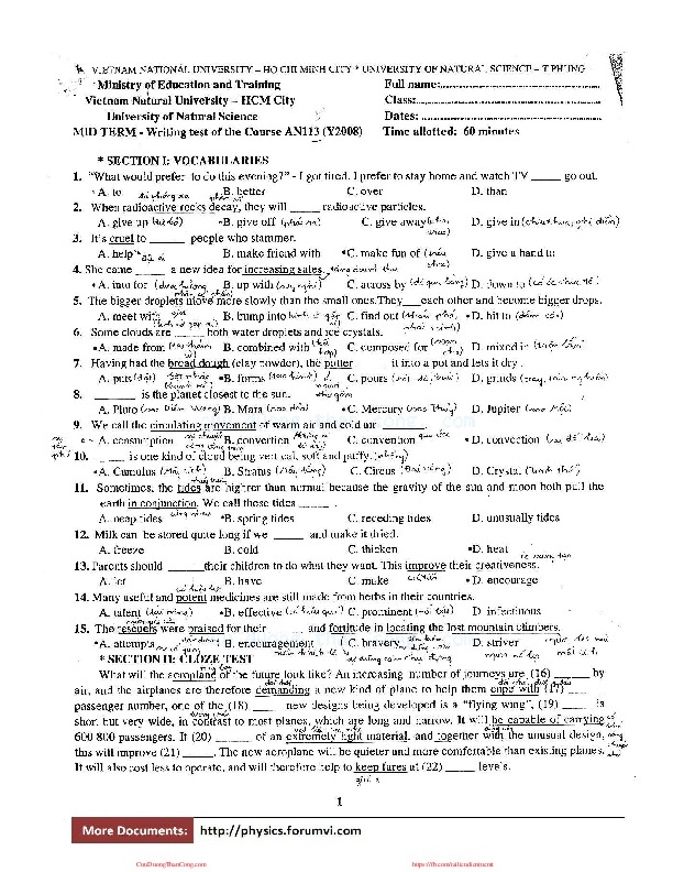 thi giua hoc ki - anh van 3 (khoa 2008).pdf-Thư viện tài liệu, giáo trình, bài giảng, bài tập lớn, đề thi online  môn học Anh Văn 3  ĐH Khoa Học Tự Nhiên HCM