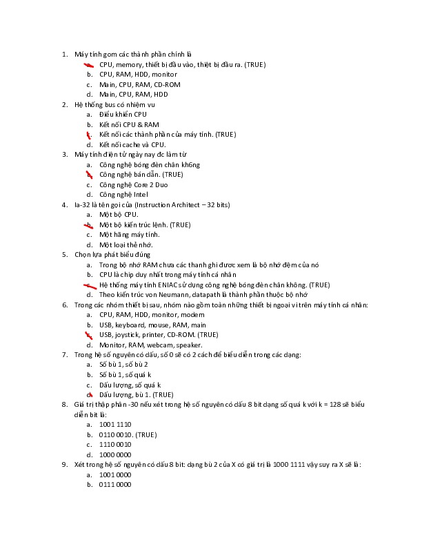 de 2 (co dap an).pdf-Thư viện tài liệu, giáo trình, bài giảng, bài tập lớn, đề thi online  môn học Kiến Trúc Máy Tinh Và Hợp Ngữ  ĐH Khoa Học Tự Nhiên HCM