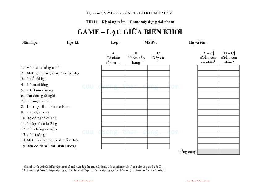 2b. lostatsea_form.pdf-Thư viện tài liệu, giáo trình, bài giảng, bài tập lớn, đề thi online  môn học Kỹ Năng Mềm  tác giả Cao Thị Thùy Liên  ĐH Khoa Học Tự Nhiên HCM