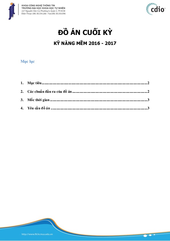 đồ án cuối kỳ 2016-2017.pdf-Thư viện tài liệu, giáo trình, bài giảng, bài tập lớn, đề thi online  môn học Kỹ Năng Mềm  tác giả Cao Thị Thùy Liên  ĐH Khoa Học Tự Nhiên HCM